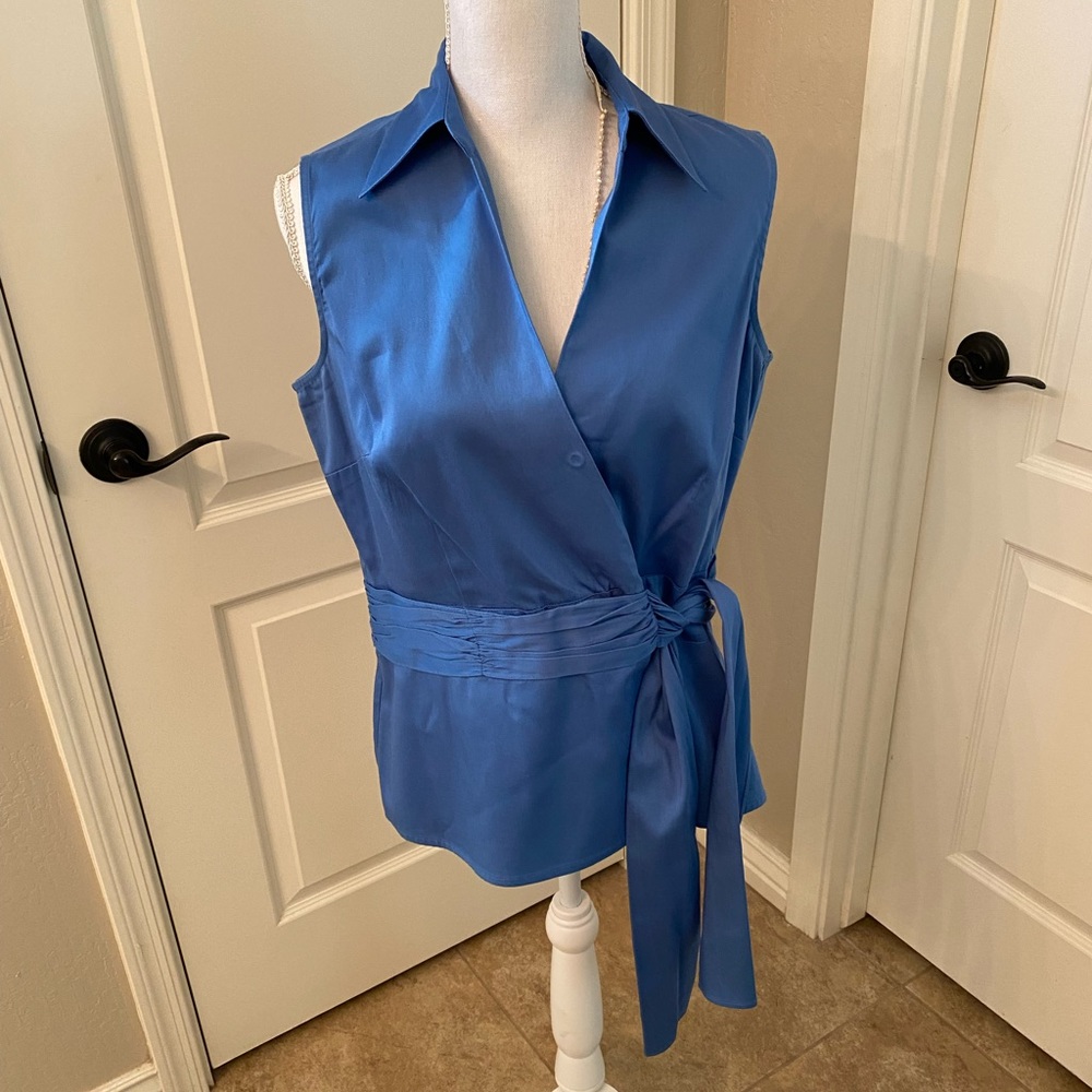 Como stretch cotton side tie sleeveless top